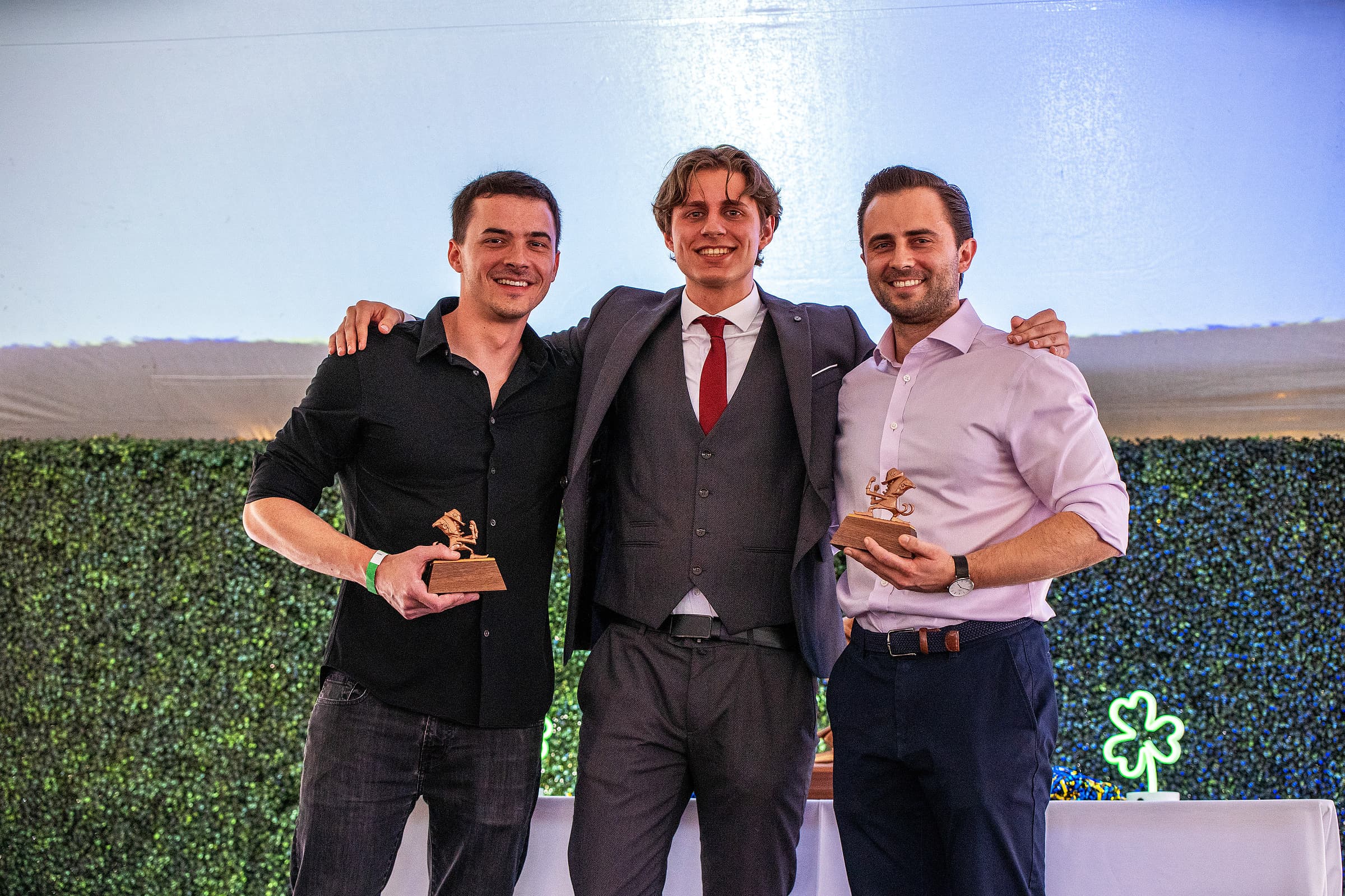 Stefan Oleksiienko presenting Innovation Sprint Lab awards to Alex Yurkowski and Justin Hintz